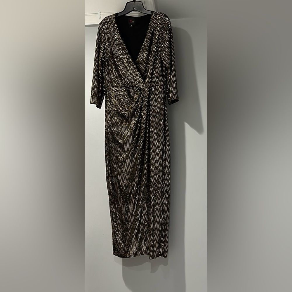 JM Studio by John Meyer Gold Sparkling Maxi Dress Size 12P
